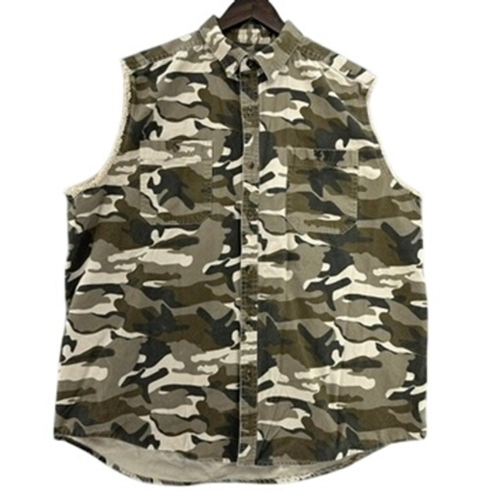 CE Schmidt Workwear Camo Sleeveless Battle Vest Shirt Cotton Camouflage SZ XL